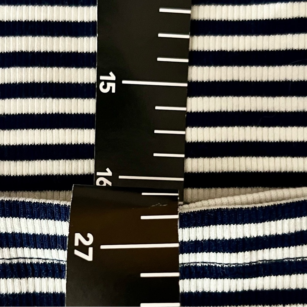 LANDS’ END Deep Sea Tiny Stripe Cotton Rib Tee - Picture 10 of 11